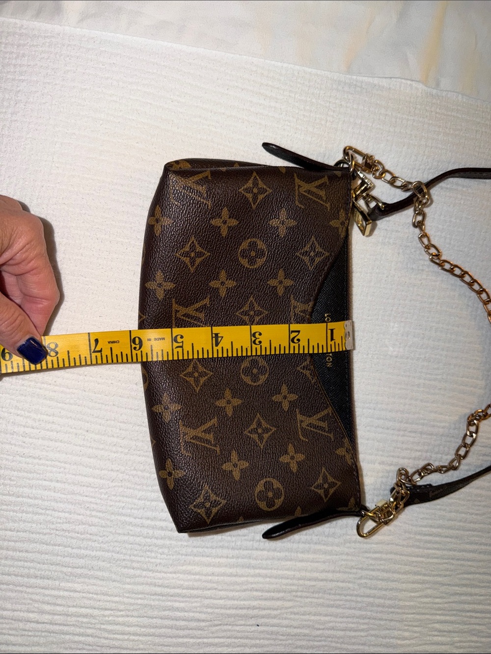 Brown Monogram Canvas Wristlet with Gold Accents - Picture 6 of 6